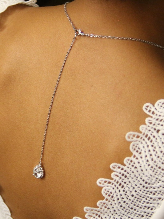 Pendentif mariage goutte baroque de dos rhodiée Belinda