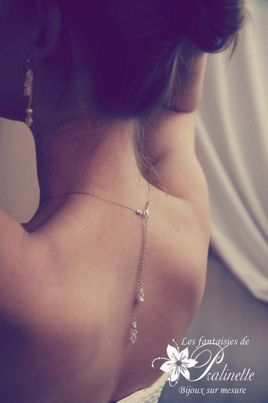 Bijoux de dos mariage Oreste chaine et cristal