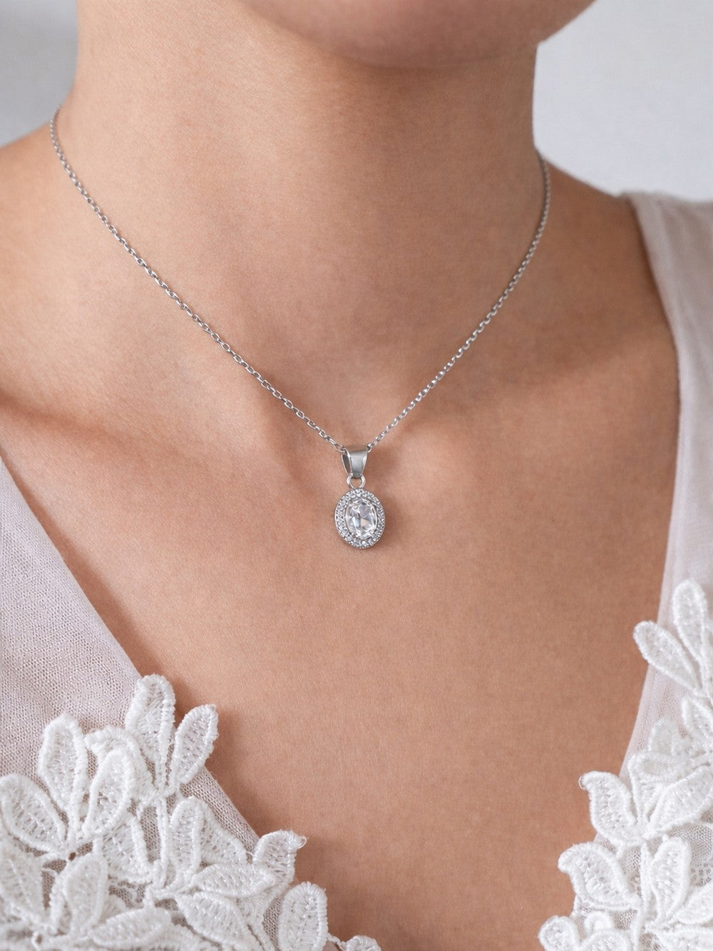 Collier de dos mariage pendentifs ovales - Bijoux mariage - Prêt à porter