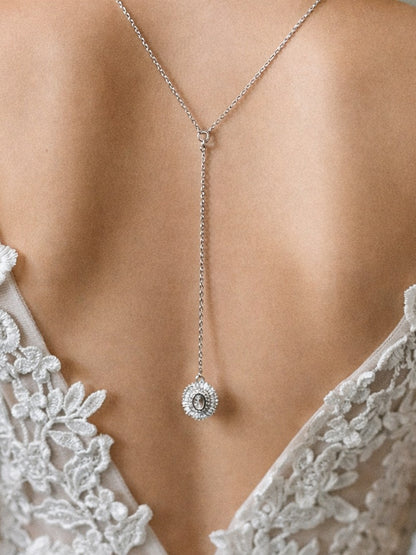 Collier de dos mariage pendentifs ovales - Bijoux mariage - Prêt à porter