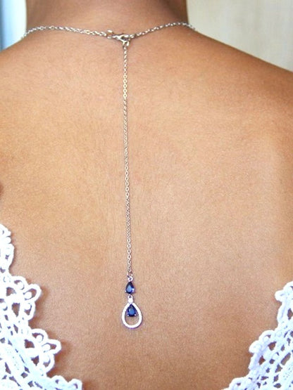 Pendentif bijou mariage de dos bleu saphir