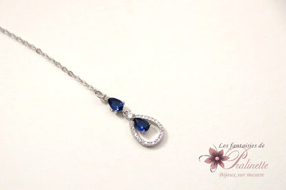 Pendentif bijou mariage de dos bleu saphir