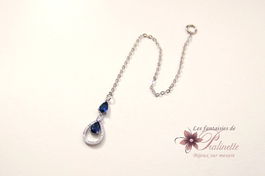 Pendentif bijou mariage de dos bleu saphir