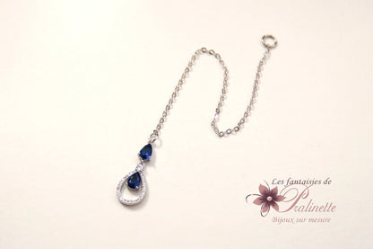 Pendentif bijou mariage de dos bleu saphir