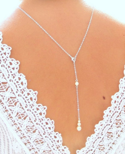 Sylvan collier de mariage de dos pendentif amovible, trio de perles