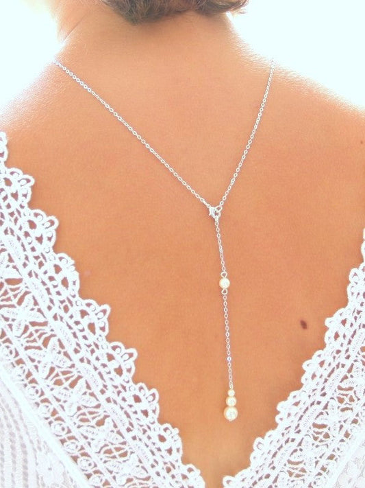 Sylvan collier de mariage de dos pendentif amovible, trio de perles