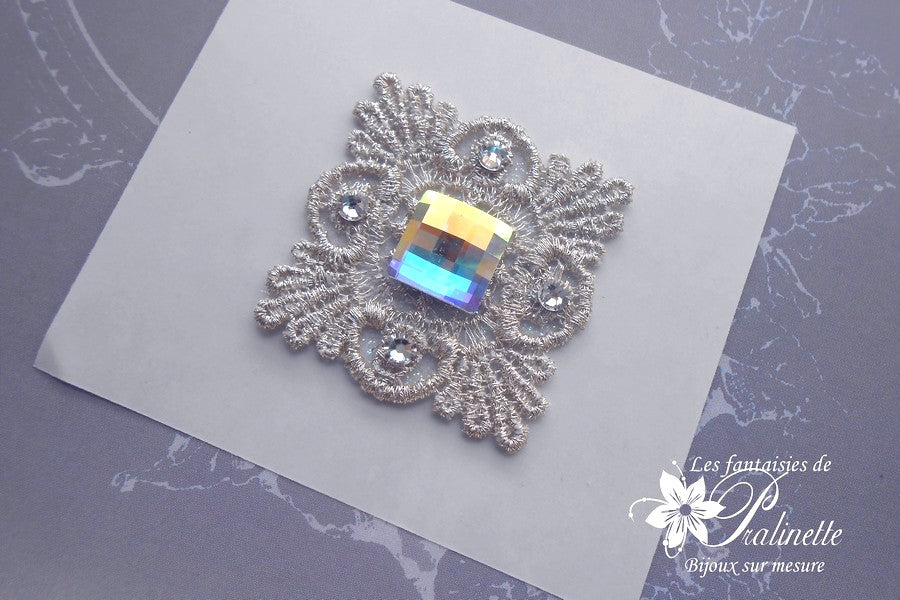 Azael bijou de peau mariage art déco en guipure argentée