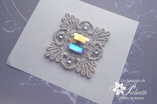 Azael bijou de peau mariage art déco en guipure argentée