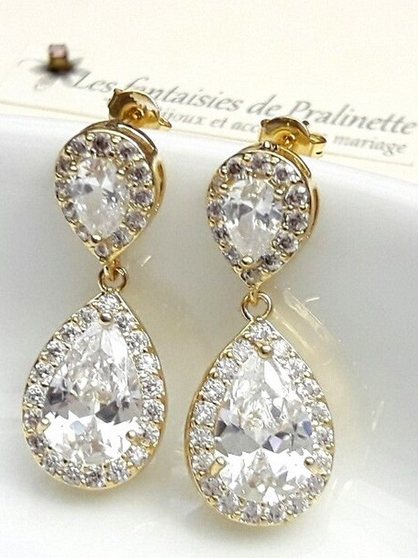 Soane boucles d'oreilles mariage strass et gouttes, bijoux mariées, clous d'oreilles oxyde de zirconium