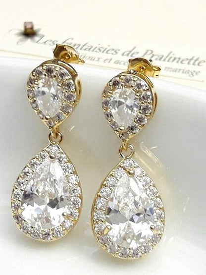 Soane boucles d'oreilles mariage strass et gouttes, bijoux mariées, clous d'oreilles oxyde de zirconium