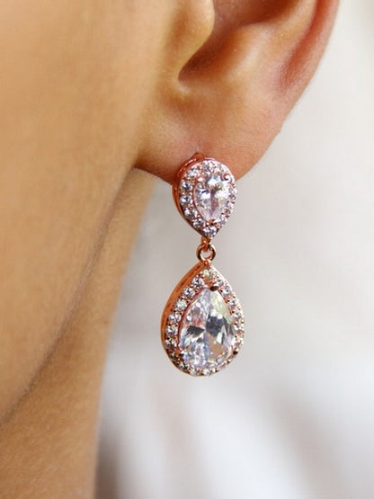 Soane boucles d'oreilles mariage strass et gouttes, bijoux mariées, clous d'oreilles oxyde de zirconium