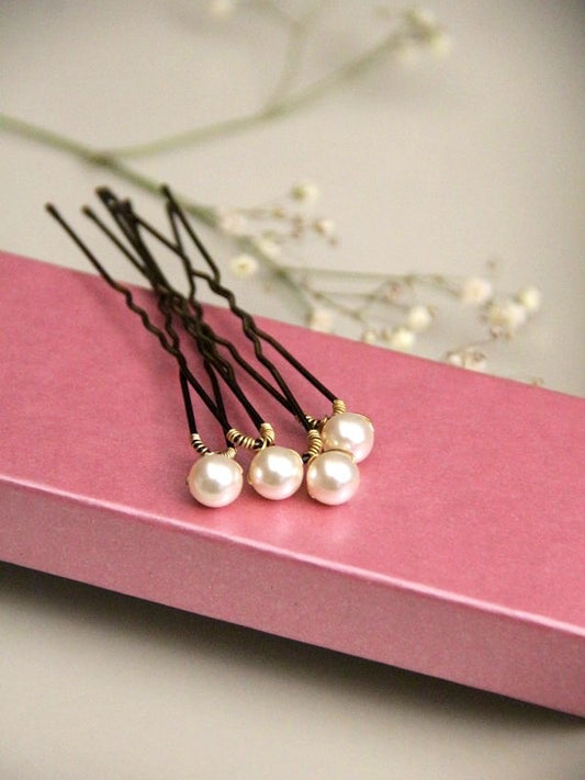 Lot de 4 pics mariage une perle solitaire minimaliste