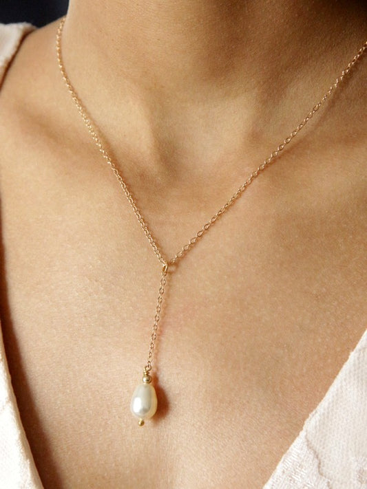 Collier mariage pendentif goutte perle Séréna
