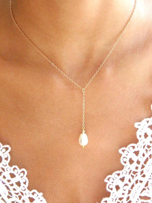 Collier mariage pendentif goutte perle Séréna