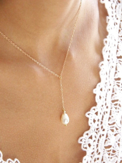 Collier mariage pendentif goutte perle Séréna