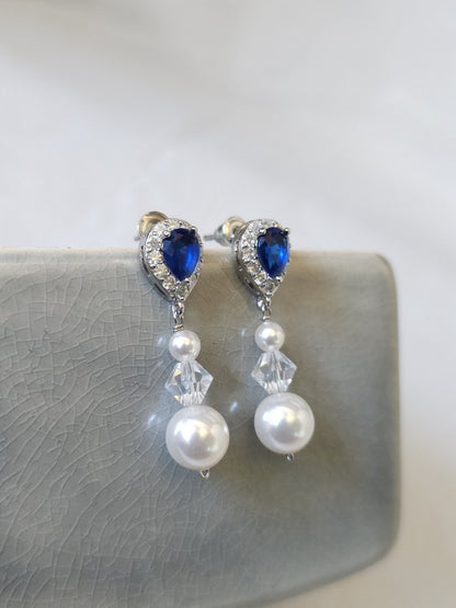 Clous boucles d'oreilles mariées rose gold en zirconium et perles - Prêt à porter
