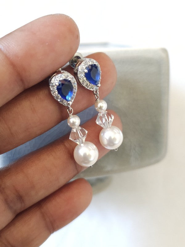 Clous boucles d'oreilles mariées rose gold en zirconium et perles - Prêt à porter