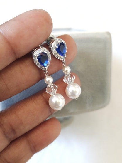 Clous boucles d'oreilles mariées rose gold en zirconium et perles - Prêt à porter