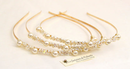 Diadème mariage, serre-tête perles, headband mariage perles et cristal