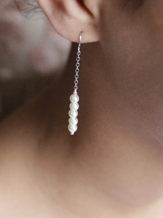 Boucles d'oreilles mariage cascade de perles Madiana