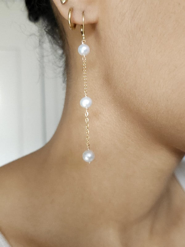 Boucles d'oreilles Hania, boucles d'oreilles mariage pendantes et perles