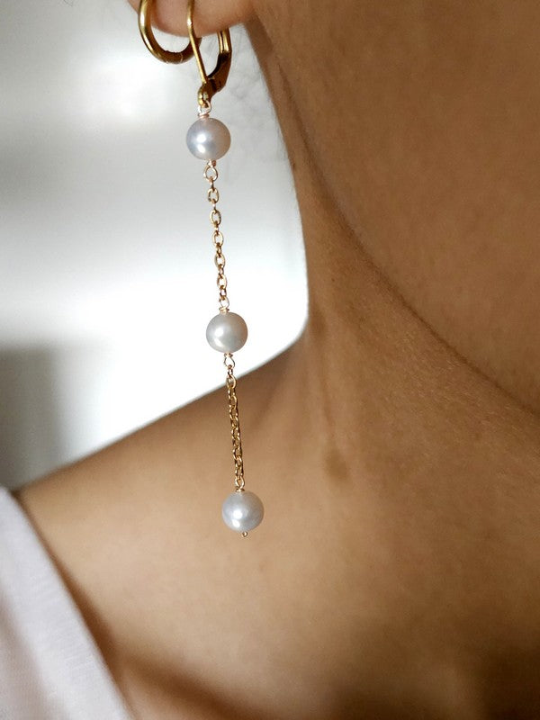Boucles d'oreilles Hania, boucles d'oreilles mariage pendantes et perles