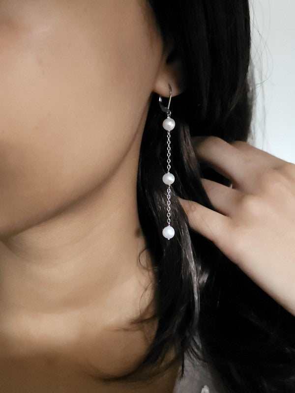 Boucles d'oreilles Hania, boucles d'oreilles mariage pendantes et perles