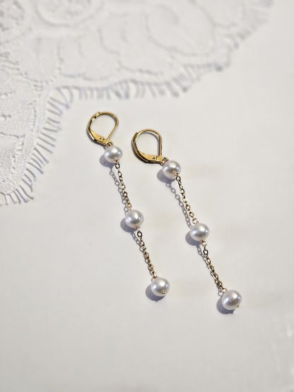 Boucles d'oreilles Hania, boucles d'oreilles mariage pendantes et perles