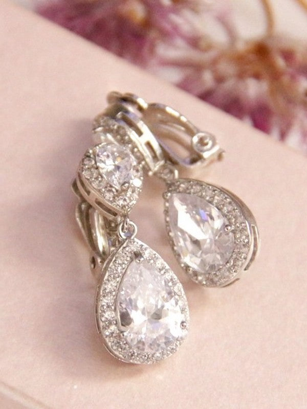 Clips d'oreilles strass mariage - Prêt à porter