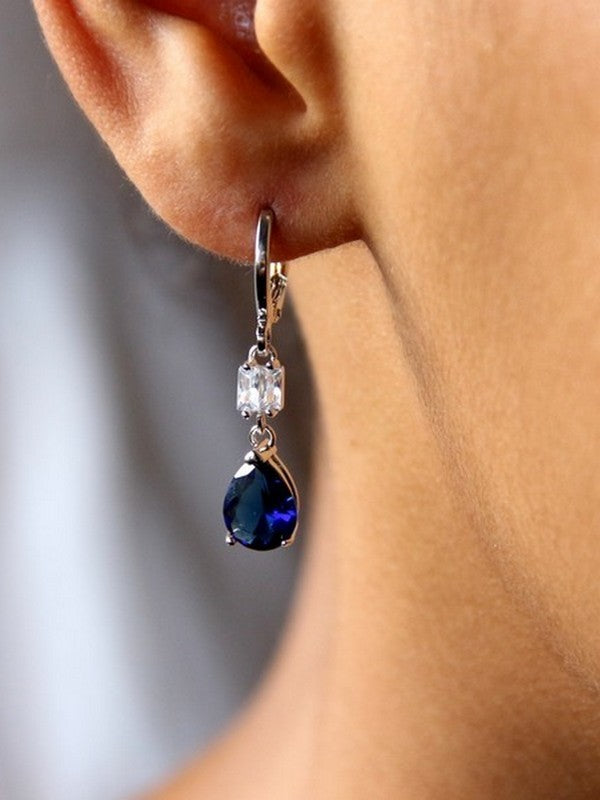 Boucles d'oreilles Emila de mariage bleu saphir