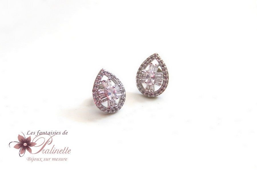 Clous boucles d'oreilles mariage gouttes art déco