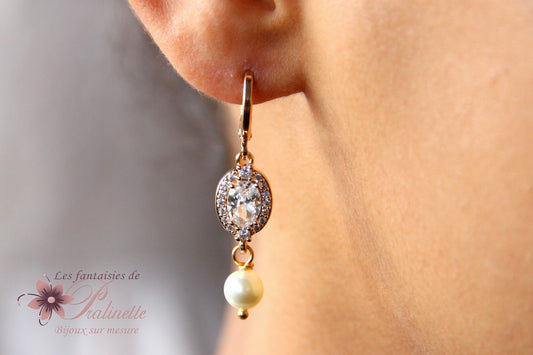 Boucles d'oreilles mariage Piotr ovales dorées