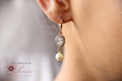 Boucles d'oreilles mariage Piotr ovales dorées