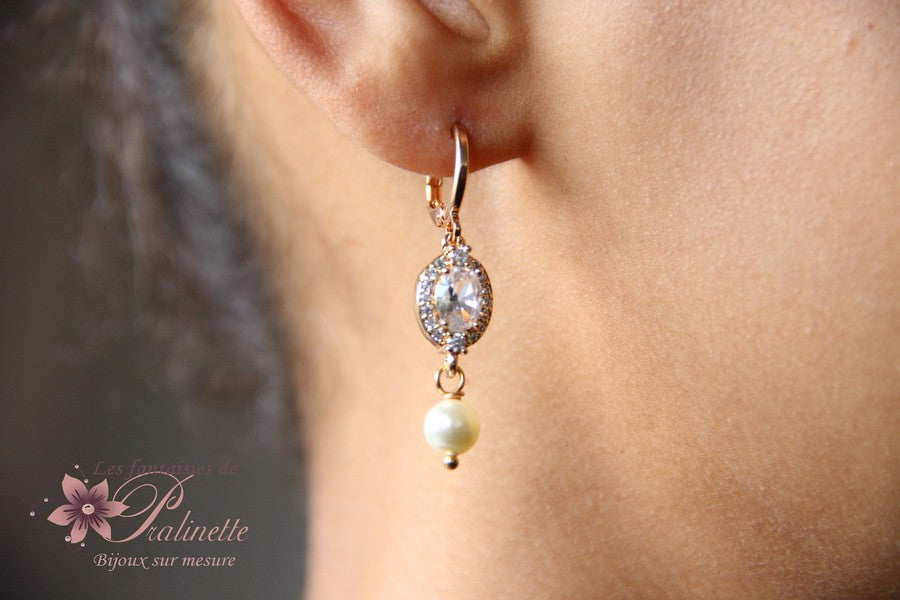 Boucles d'oreilles mariage Piotr ovales dorées