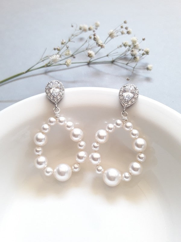 Boucles d'oreilles mariage créoles perles Orée