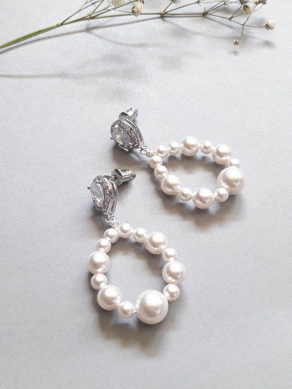 Boucles d'oreilles mariage créoles perles Orée
