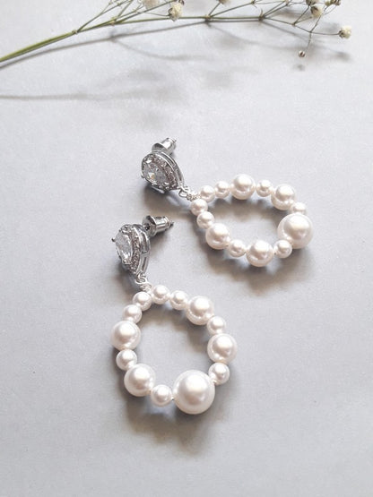 Boucles d'oreilles mariage créoles perles Orée
