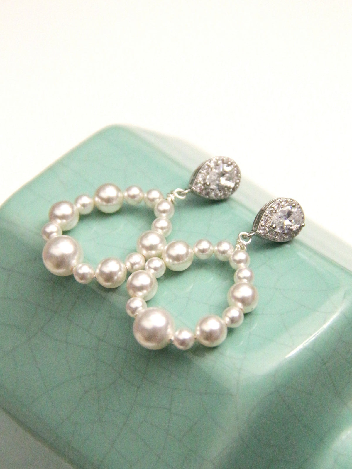 Boucles d'oreilles mariage créoles perles Orée
