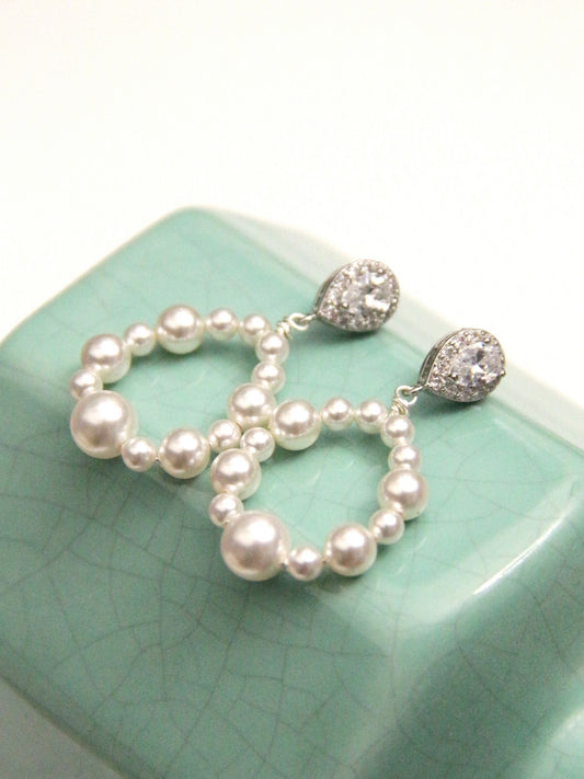 Boucles d'oreilles mariage créoles perles Orée
