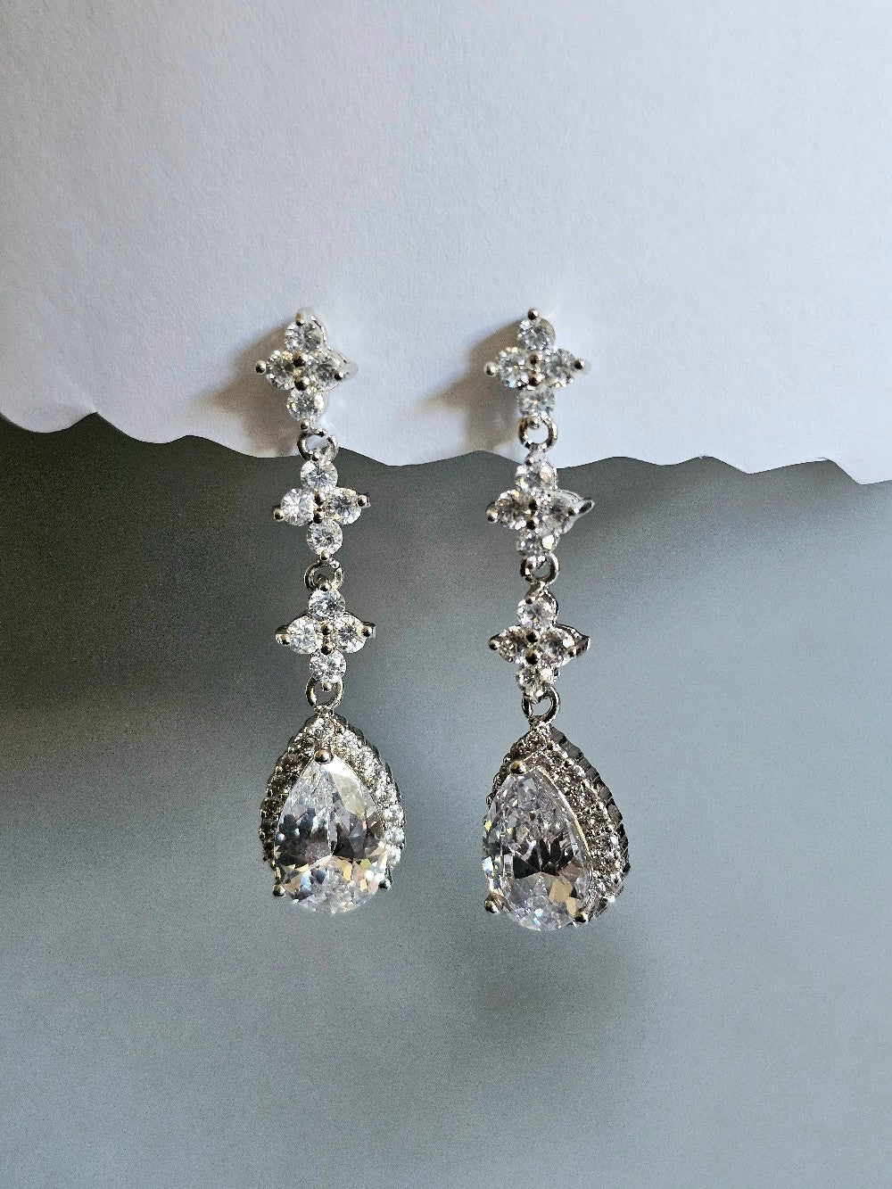 Boucles d'oreilles mariage pendantes oxydes de zirconium - Prêt à porter