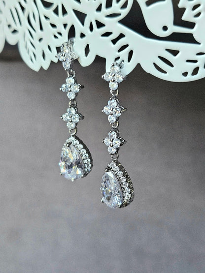 Boucles d'oreilles mariage pendantes oxydes de zirconium - Prêt à porter