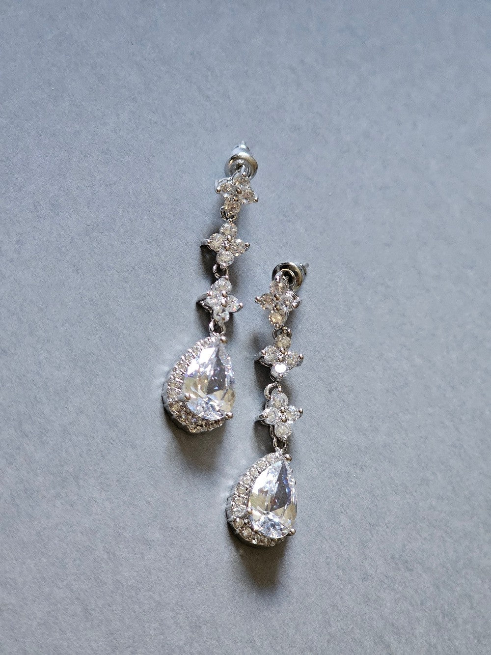 Boucles d'oreilles mariage pendantes oxydes de zirconium - Prêt à porter