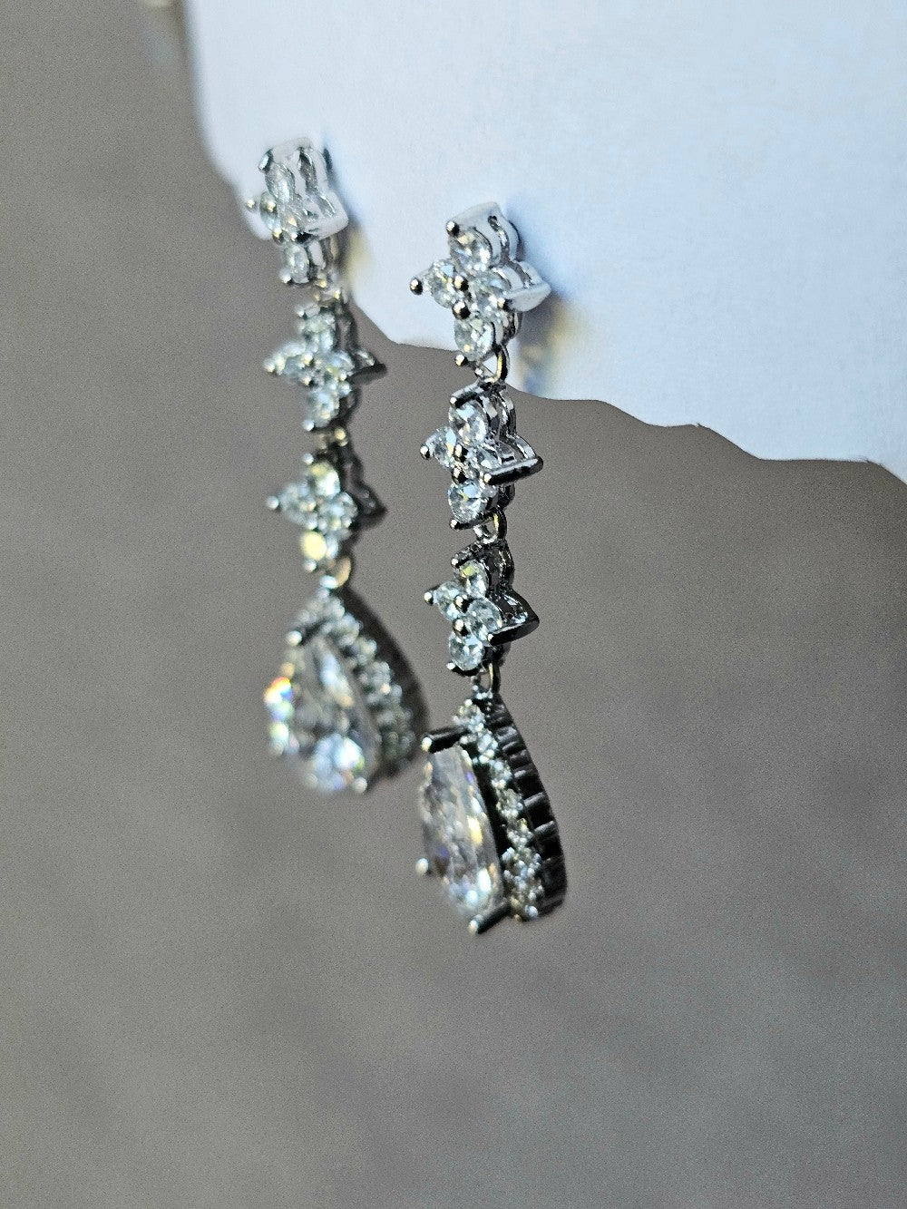 Boucles d'oreilles mariage pendantes oxydes de zirconium - Prêt à porter