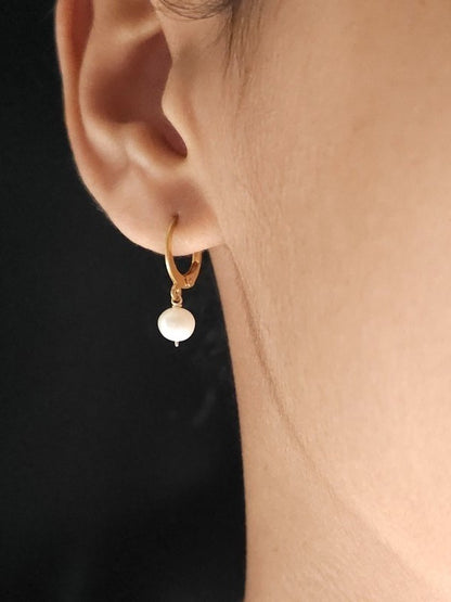Boucles d'oreilles mariage une perle Monika courte