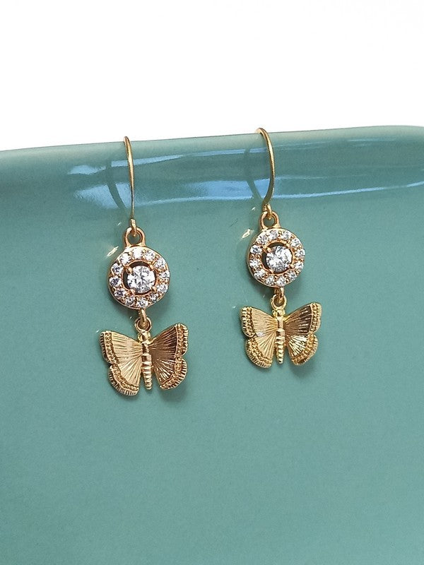 Boucles d'oreilles papillons et zirconium - Prêt à porter bijoux mariage