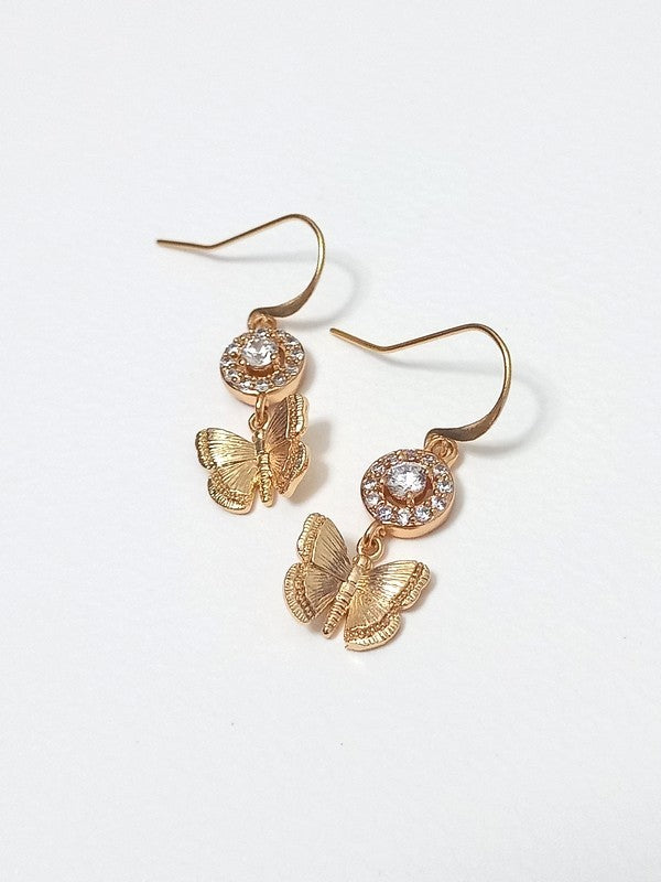 Boucles d'oreilles papillons et zirconium - Prêt à porter bijoux mariage