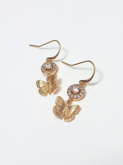 Boucles d'oreilles papillons et zirconium - Prêt à porter bijoux mariage