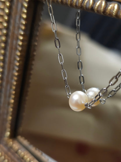 Bracelet Arya perle d'eau douce pêche et acier inoxydable argenté
