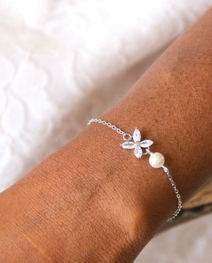 Bracelet de mariage Icône en zirconium et perle