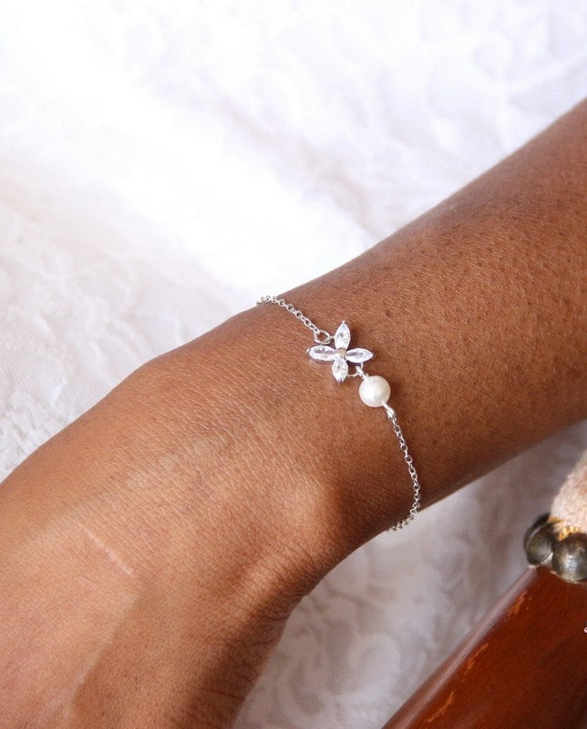 Bracelet de mariage Icône en zirconium et perle